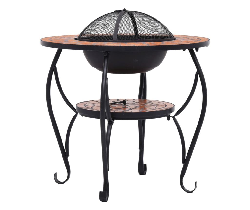 Stol s vatrom, mozaik, ciglast, 68 cm, keramika - 6