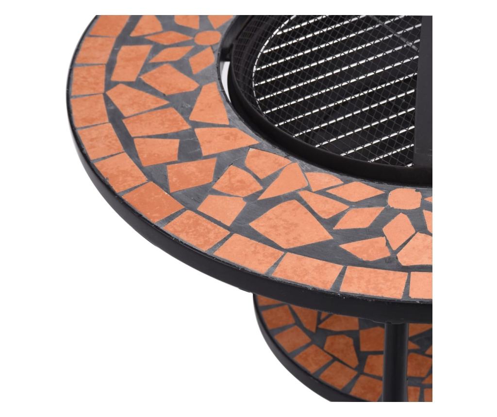 Stol s vatrom, mozaik, ciglast, 68 cm, keramika - 7