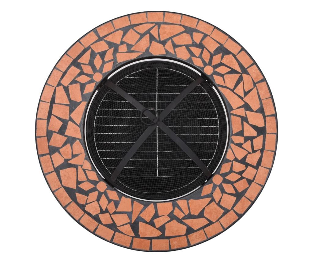 Stol s vatrom, mozaik, ciglast, 68 cm, keramika - 8