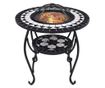 Stol s vatrom, mozaik, crno-bijeli, 68 cm, keramika thumbnail 3