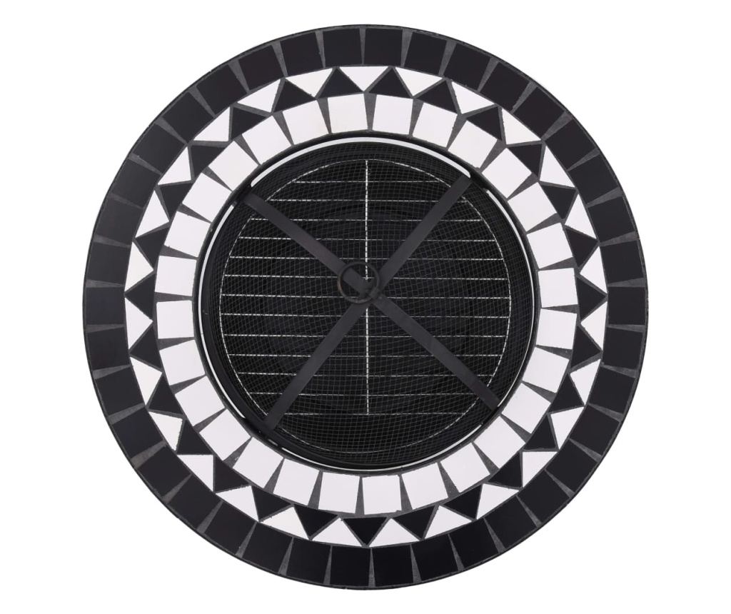 Stol s vatrom, mozaik, crno-bijeli, 68 cm, keramika - 8