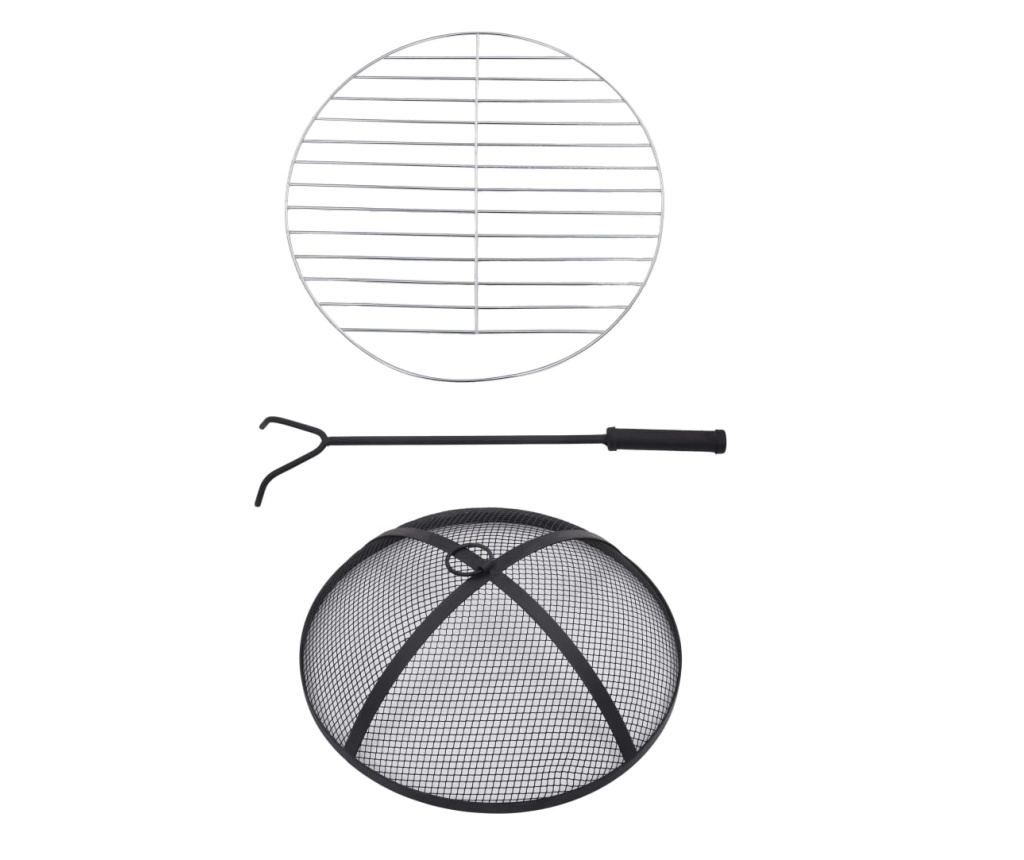 Stol s vatrom, mozaik, crno-bijeli, 68 cm, keramika - 9