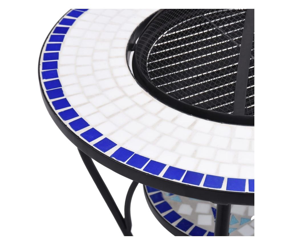 Stol s vatrom, mozaik, plava i bijela, 68 cm, keramika - 7