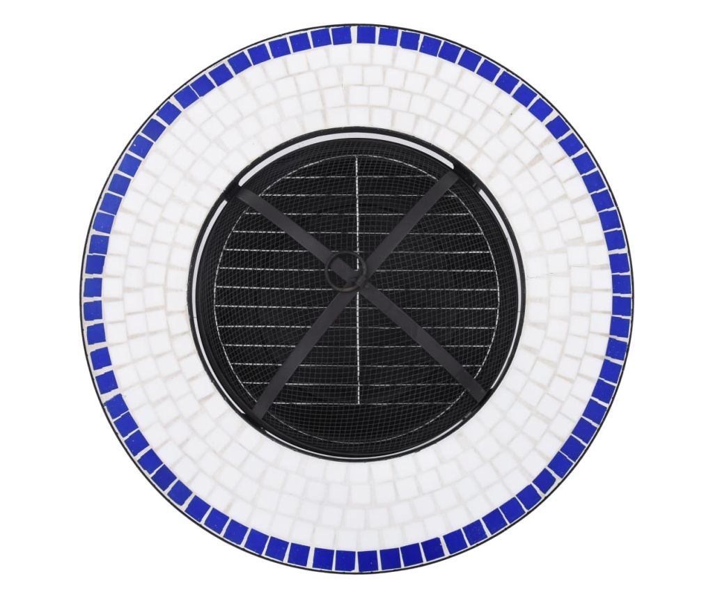 Stol s vatrom, mozaik, plava i bijela, 68 cm, keramika - 8