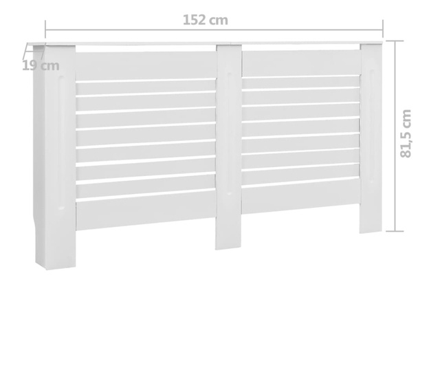 Pokrov za radijator bijeli 152 x 19 x 81,5 cm MDF