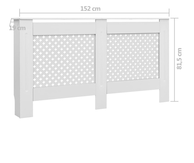 Pokrovi za radijator 2 kom bijeli 152 x 19 x 81,5 cm MDF