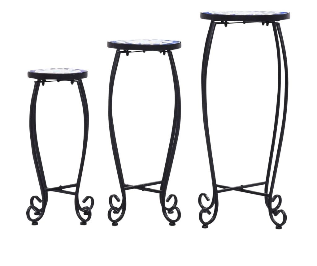 Mozaik stolovi, 3 kom., plava i bijela, keramika - 3