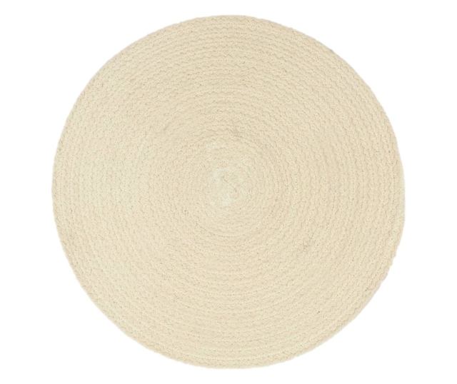 Покривки за маса, 6 бр., естествени, 38 см, памук, кръгли