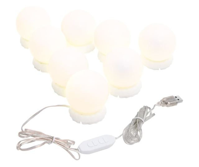 Стенно огледало с LED лампи, кръгло, стъкло