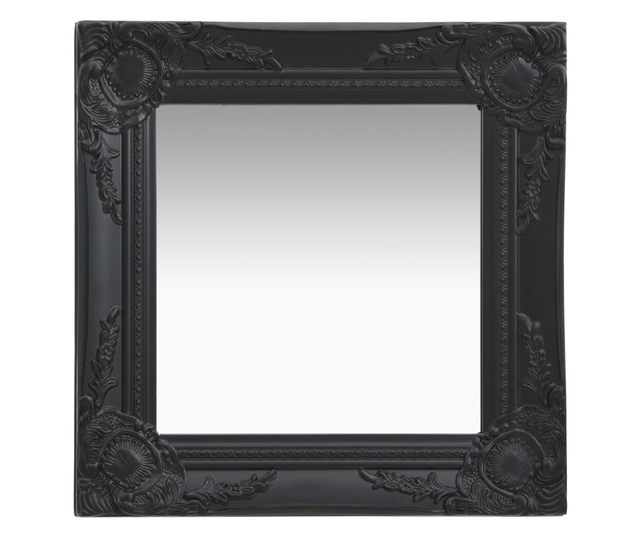 fekete barokk stílusú fali tükör 40 x 40 cm