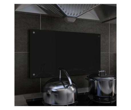 Panou antistropi bucătărie, negru, 70x40 cm, sticlă securizată