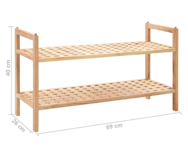 Ormarić za cipele od masivnog oraha, 69 x 26 x 40 cm