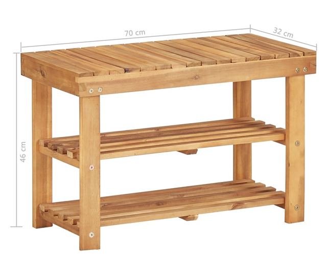 Pantofar, 70 x 32 x 46 cm, lemn masiv de acacia