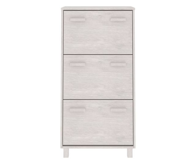 Ormarić za cipele, bijeli, 59,5x35x117 cm, masivno borovo drvo