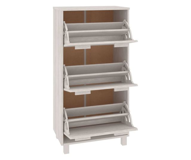 Ormarić za cipele, bijeli, 59,5x35x117 cm, masivno borovo drvo