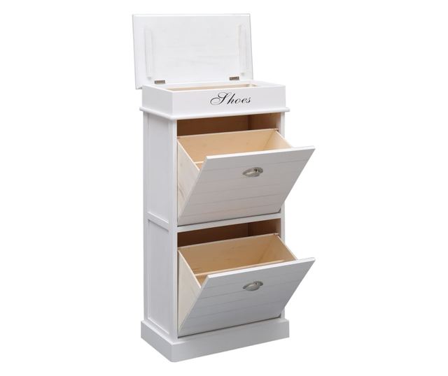 Pantofar, alb, 50 x 28 x 98 cm, lemn de paulownia