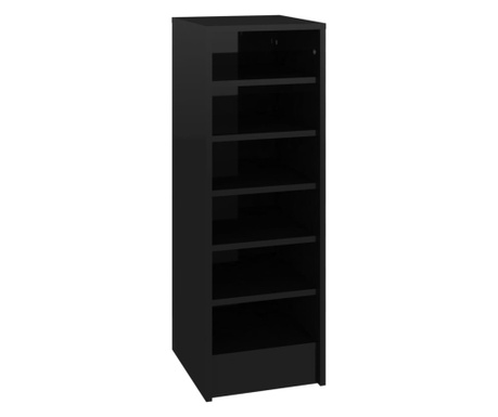 Шкаф за обувки, черен гланц, 31,5x35x90 см, ПДЧ