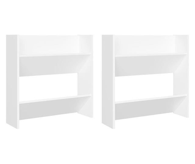 Pantofare de perete, 2 buc., alb, 60x18x60 cm PAL