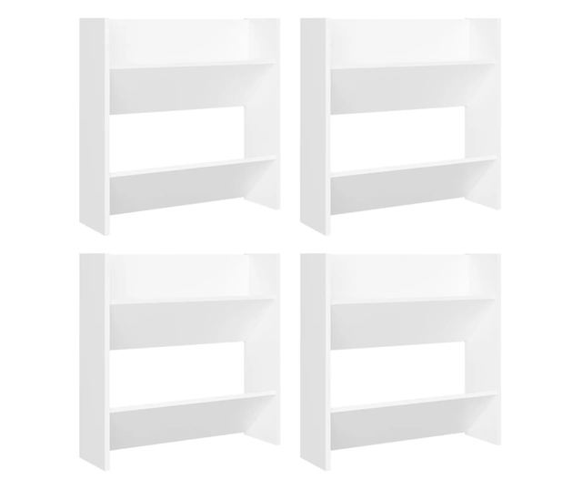 Pantofare de perete, 4 buc., alb, 60x18x60 cm PAL