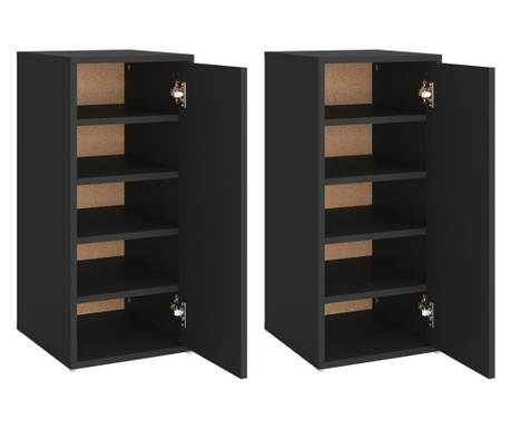 Шкафове за обувки, 2 бр, черни, 32x35x70 см, ПДЧ