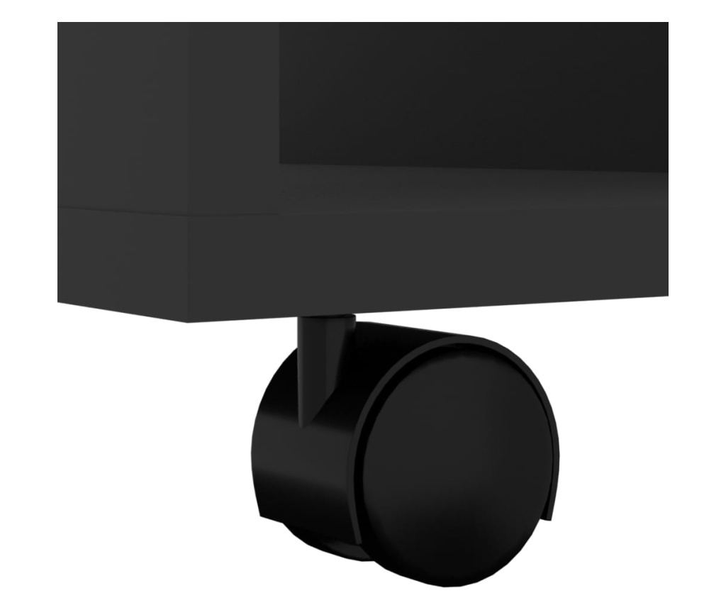 Κυλιόμενο Ντουλάπι, Μαύρο, 60x53x72 εκ., Μοριοσανίδα - 8