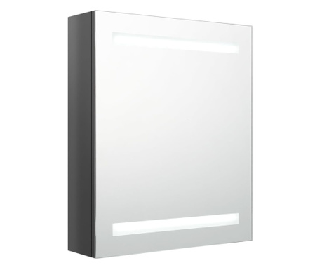 Dulap de baie cu oglinda si LED, gri stralucitor, 50x14x60 cm