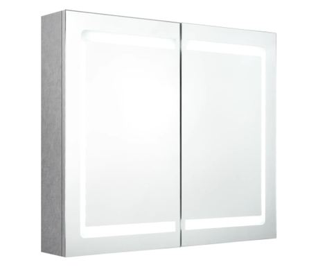 LED kopalniška omarica z ogledalom betonsko siva 80x12x68 cm 