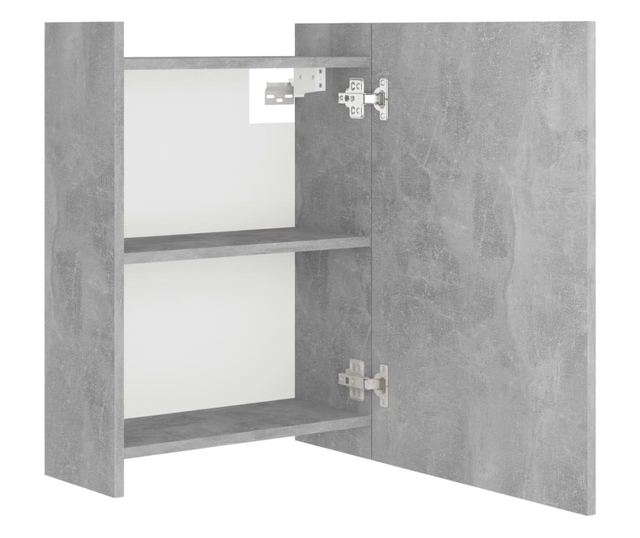 Шкаф за баня с огледало, бетонно сив, 62,5x20,5x64 см, ПДЧ