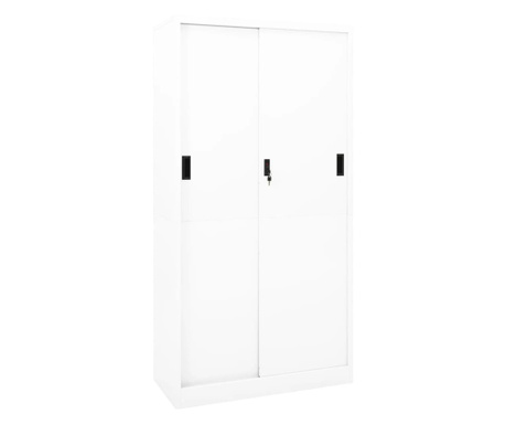 Dulap de birou cu ușă glisantă, alb, 90x40x180 cm, oțel