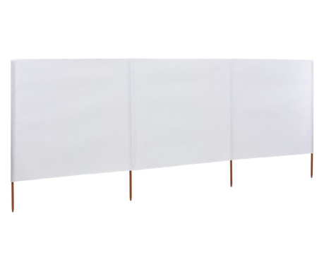 Paravan anti-vânt cu 3 panouri, alb, 400 x 120 cm, textil
