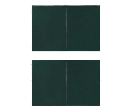 Странични стени за парти шатра, 2 бр, с цип, PE, зелени