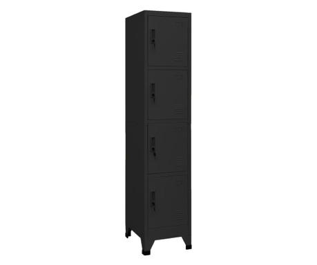 Заключващ се шкаф, черен, 38x45x180 см, стомана