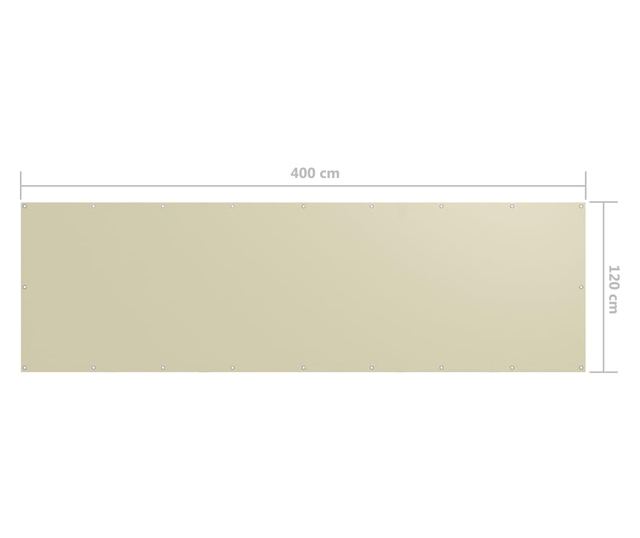 Balkonski zastor krem 120 x 400 cm od tkanine Oxford