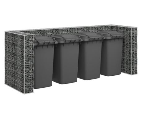 Gabionová stěna pro popelnice, 320x100x120 cm, pozinkovaná ocel