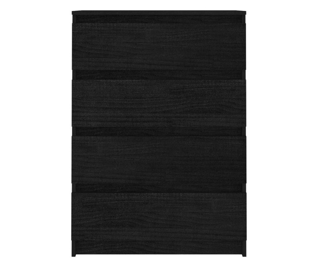 Dulap lateral, negru, 60x36x84 cm, lemn masiv de pin - 3