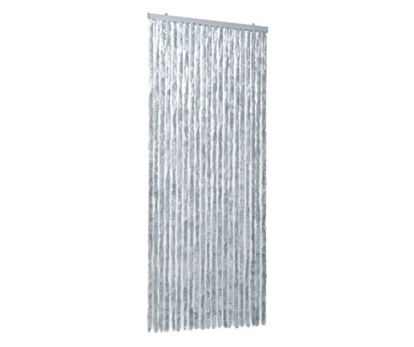 Завеса против насекоми, бяло и сиво, 90x220 см, шенил