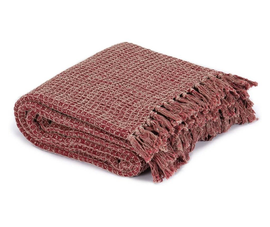 Koc dekoracyjny, wiśniowy, 220 x 250 cm, bawełna - 2