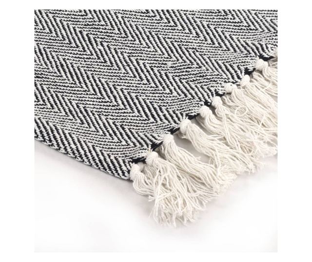 Pamučni pokrivač s uzorkom riblje kosti 160x210 cm mornarsko plavi