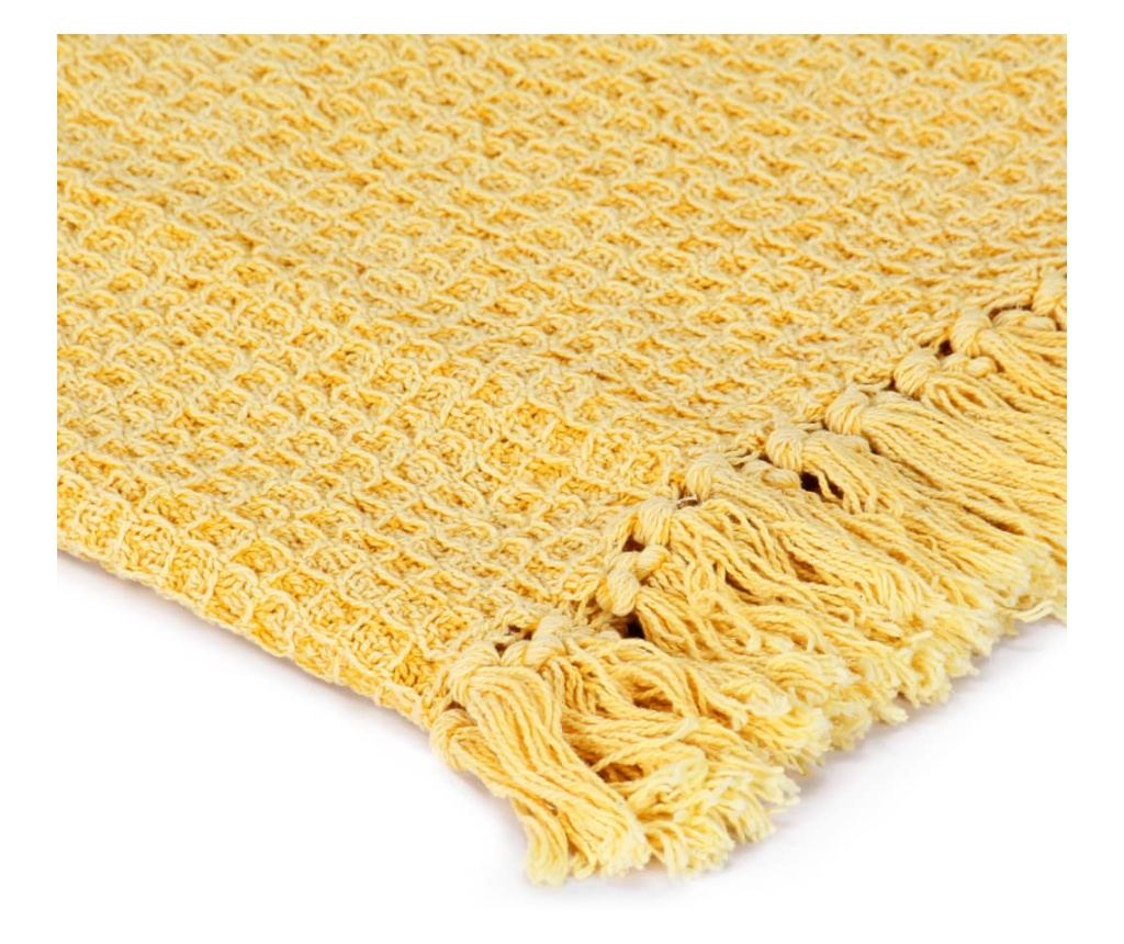 Odeja iz bombaža 125x150 cm gorčično rumena - 6
