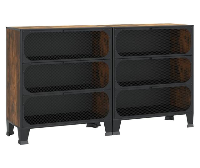 Ormarići za pohranu 2 kom rustično smeđi 72x36x82 cm metal/MDF