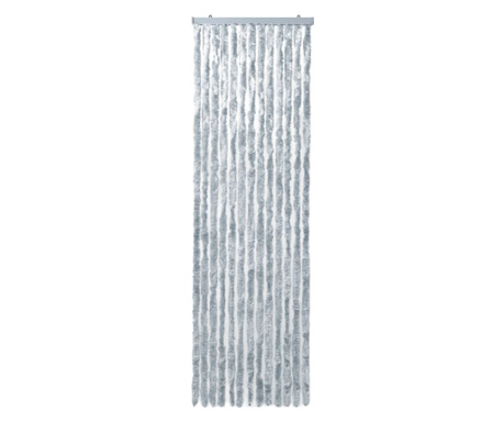 Завеса против насекоми, бяло и сиво, 56x200 см, шенил