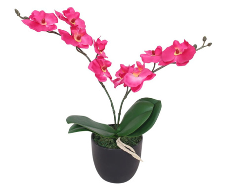 Изкуствено растение орхидея със саксия, 30 см, червена