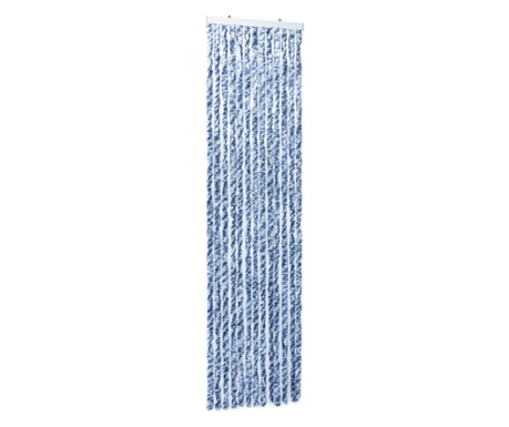 Perdea de insecte, albastru, alb, argintiu, 56x185 cm, Chenille