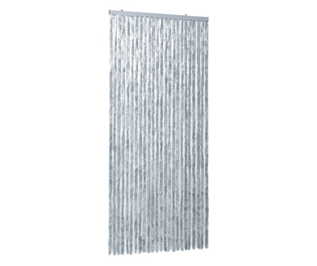 Завеса против насекоми, бяло и сиво, 100x220 см, шенил