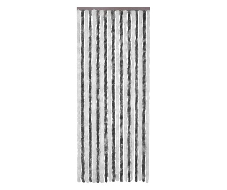Завеса против насекоми, сиво и бяло, 56x200 см, шенил