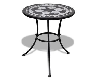 Masă de bistro, alb și negru, 60 cm, mozaic