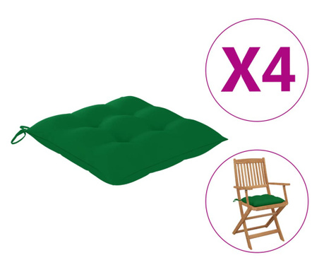 Възглавници за градински столове, 4 бр, 40x40x7 см, зелени