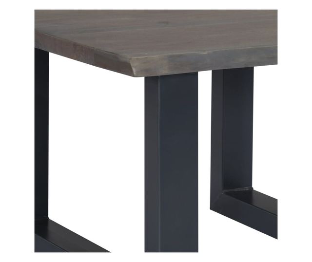 Stolić za kavu, sive prirodne rubove, 60x60x40 cm, masivno drvo akacije