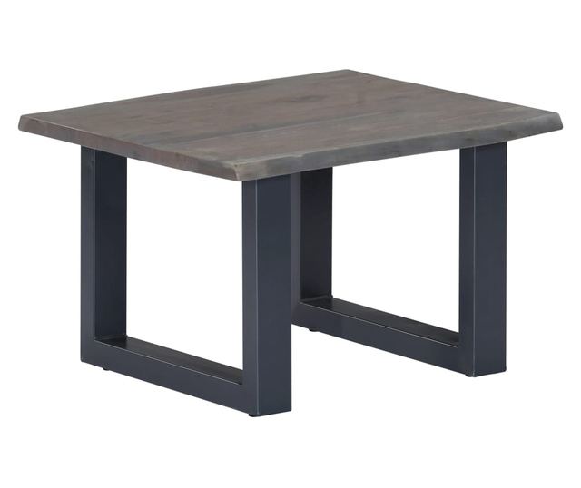 Stolić za kavu, sive prirodne rubove, 60x60x40 cm, masivno drvo akacije