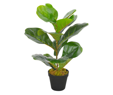 Изкуствено растение фикус лирата със саксия, зелено, 45 см